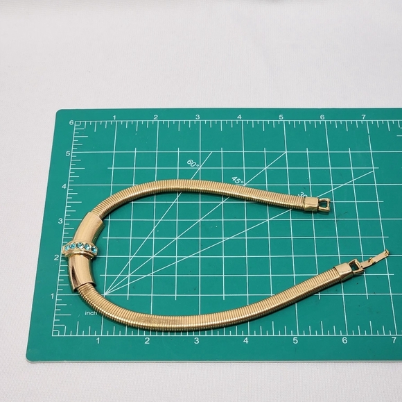 Vintage Coro Gold Chocker with Blue Rhinestone Accents - Picture 10 of 13